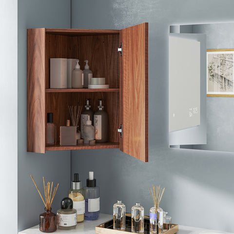 Corner Medicine Cabinet With Mirror With Open Mirror Door And Adjustable Shelf