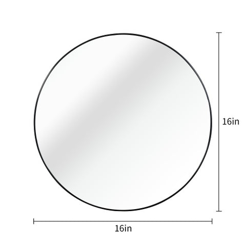 Black  16 Inches Metal Round Bathroom Mirror