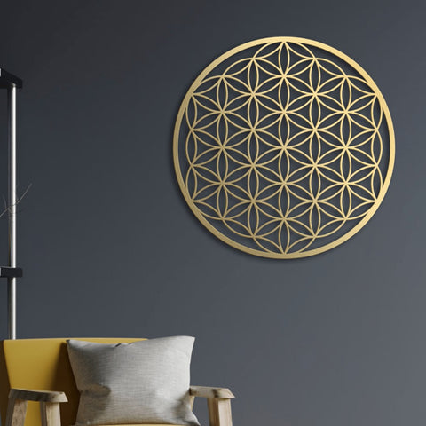 One-piece Flower Of Life Metal Wall Decoration. Bedroom Wall Ornament. Living Room Wall Adornment. Lotus Wall Artwork. Couch Above Decor. Floral Wall. TikTok, Temu For Pick-up