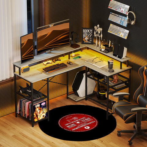 59" L Shaped Desk with Storage