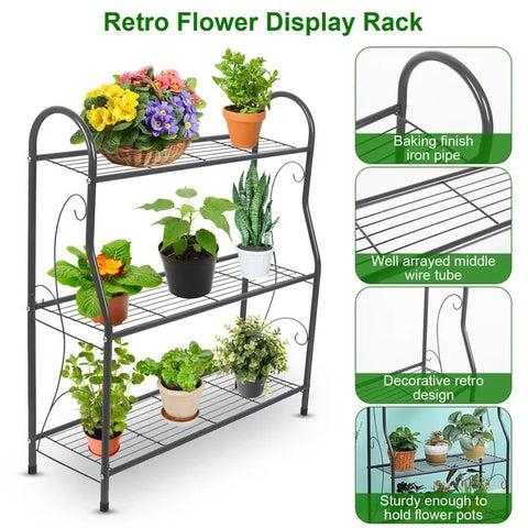 3 Tier Plant Stand Shelf Flower Pot Holder Display Rack 88LBS Utility Storage Organizer