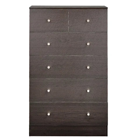 Brown Particleboard With A Textured Melamine Finish, 66*40*111cm, 4+2 Drawer Cabinet, Matte Gold Handles