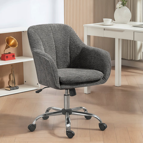 Velvet-Feel Office Chair - Grey