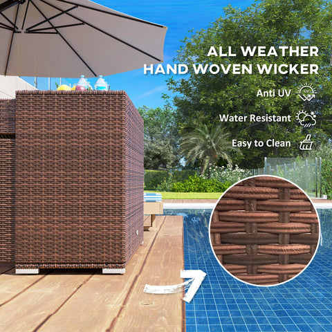 Outdoor Storage Cabinet, Waterproof PE Rattan Cabinet With Drawer For Indoor, Outdoor Swimming Pool, Mixed Brown