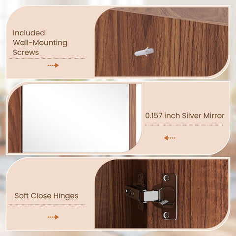 Corner Medicine Cabinet With Mirror With Open Mirror Door And Adjustable Shelf