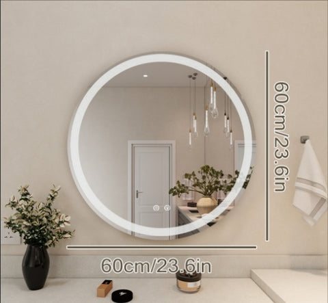 Smart Anti-fog LED Bathroom Mirror With Circular Dual Lights And 3-color Temperature Memory Dimming
