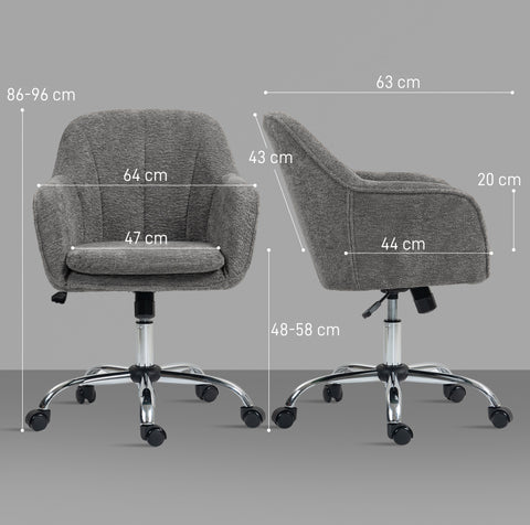 Velvet-Feel Office Chair - Grey