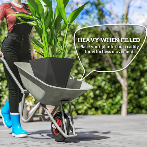 Indoor Outdoor Planters Set of 3 MgO Tall Planters Stackable Flower Pots with Drainage Holes for Garden, Balcony, Black