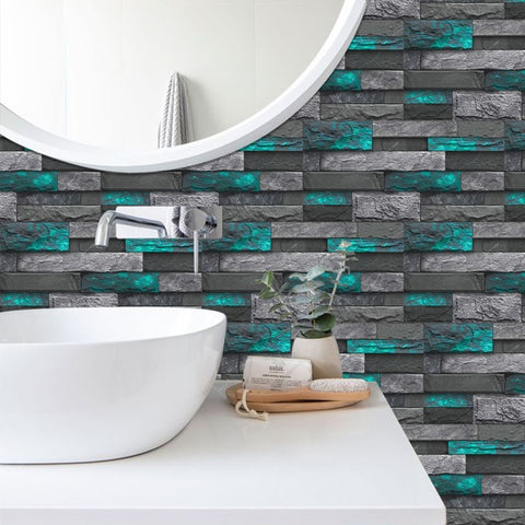 Modern Green Marble Stone Tile Peel And Stick Wallpaper Removable Self-Adhesive Wall Sticker Wallpaper PVC Home Decoration