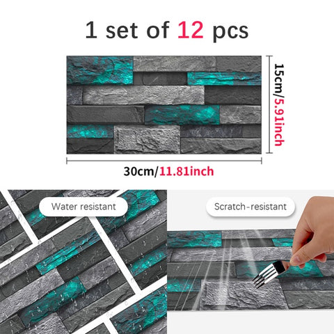 Modern Green Marble Stone Tile Peel And Stick Wallpaper Removable Self-Adhesive Wall Sticker Wallpaper PVC Home Decoration