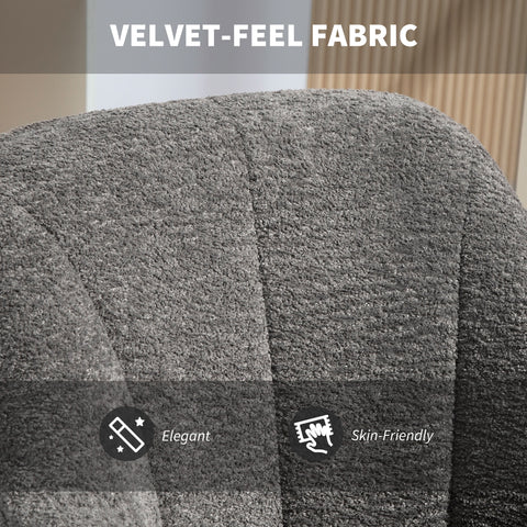 Velvet-Feel Office Chair - Grey