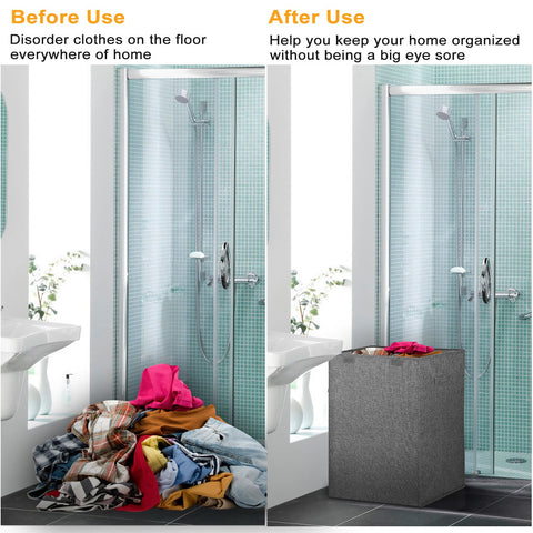 1Pc Foldable Laundry Hampers Washing Clothes Laundry Basket With Lid Handles Storage Organizer