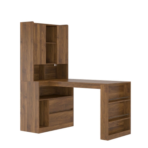 L Shaped Desk,Computer Desk With Drawers,Bookshelf,with LED Light,Modern Corner Desk,Home Office Desk,L-Shaped Study Table Writing Desk,Corner Gaming Computer Desk With Storage