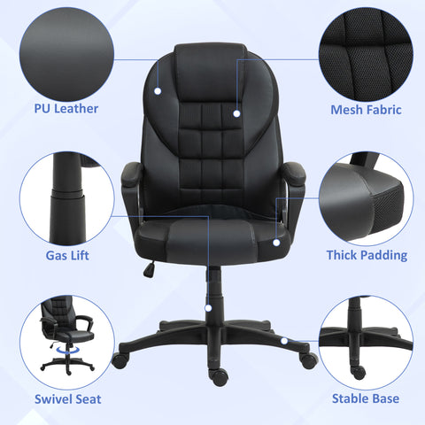 Faux Leather Office Chair - Black