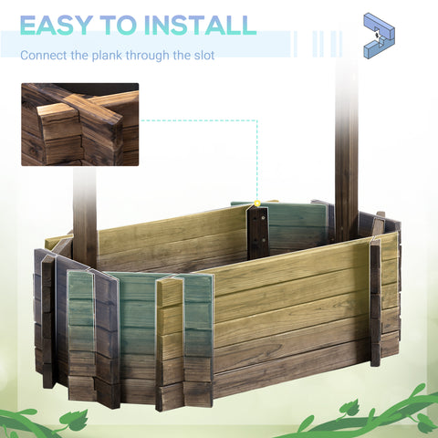 Wishing Well Planter, Wooden Raised Garden Bed, Ornamental Outdoor Flower Planter For Outdoor Garden