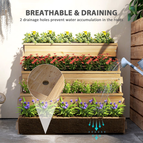 4 Tier Vertical Raised Garden Bed With Drainage Holes, Outdoor Planter Box For Herbs, Vegetables, And Flowers