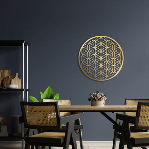 One-piece Flower Of Life Metal Wall Decoration. Bedroom Wall Ornament. Living Room Wall Adornment. Lotus Wall Artwork. Couch Above Decor. Floral Wall. TikTok, Temu For Pick-up