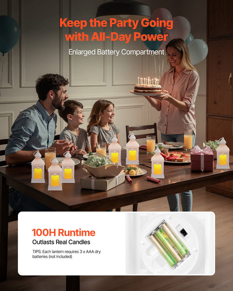 12 Pcs Decorative Candle Lantern, LED Electric Flameless Candle, Plastic LED Holder With Glass, Wall Hanging Indoor Porch Lanterns For Wedding Table Party Farmhouse Indoor Decor, White